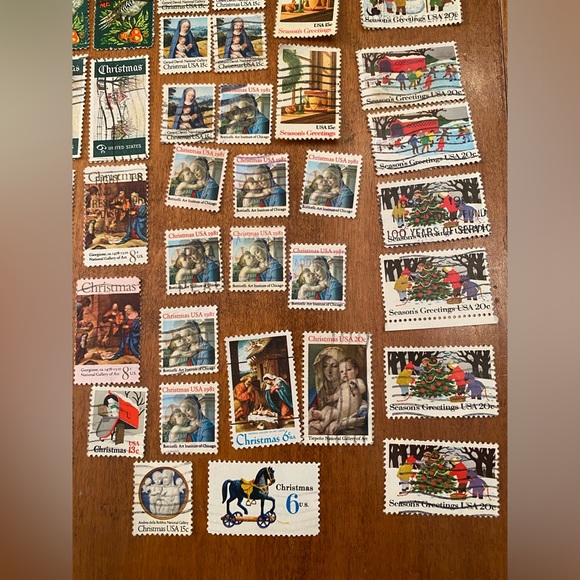 Vintage Christmas USA Postal Stamps over 50 postmarked. Collection philatelist - Picture 5 of 7